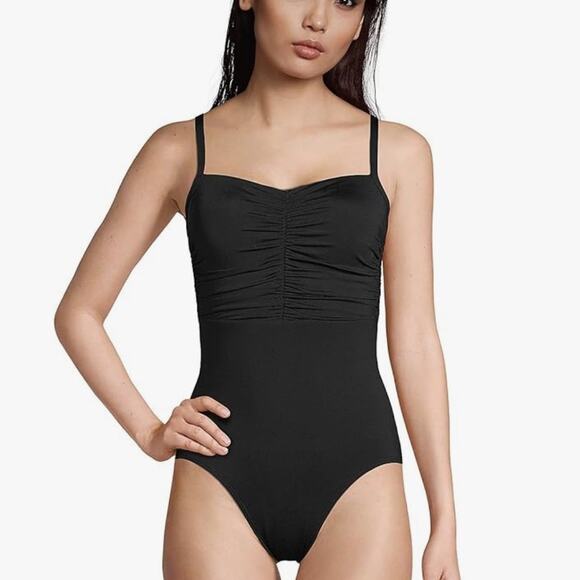 Lands’ End Black Tummy and Back Control One Piece Swimsuit NWT Size‎ Small - Picture 1 of 11